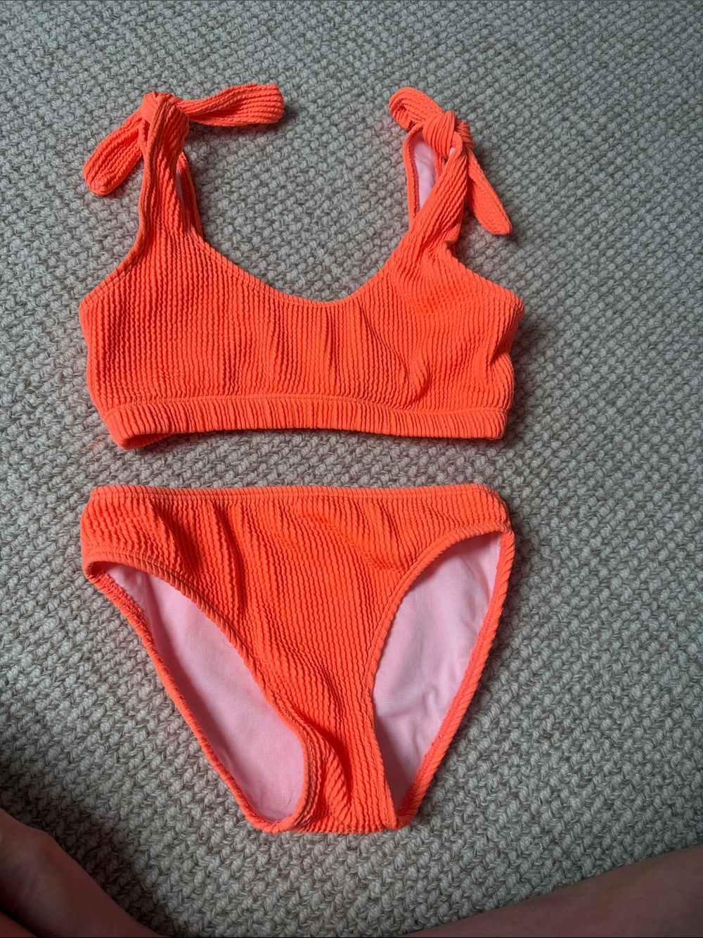 Neon Orange Textured Naperock Two-Piece Bikini Set